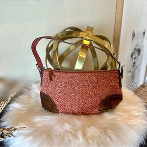 Coach Hampton Demi Scaro Herringbone Tweed Demi Bag – Rose Pink & Brown